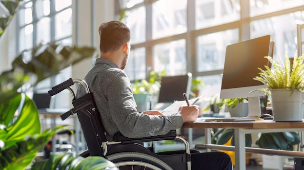 Man At Work In Wheelchair